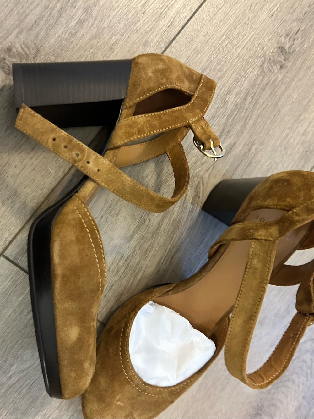 Sézane Tan Suede Ankle-Strap Pumps - Picture 6 of 6